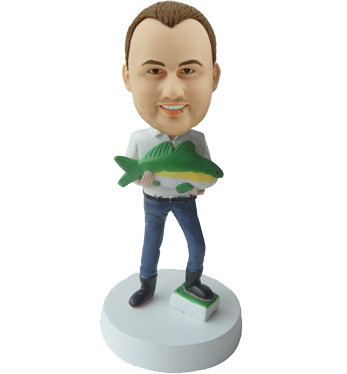 Fisher Taking a Big Fish Bobblehead